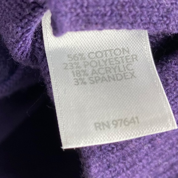 J. Jill Large 12 14 Sweater Pullover Dark Purple Front Pockets Flowy Cotton - Picture 4 of 4